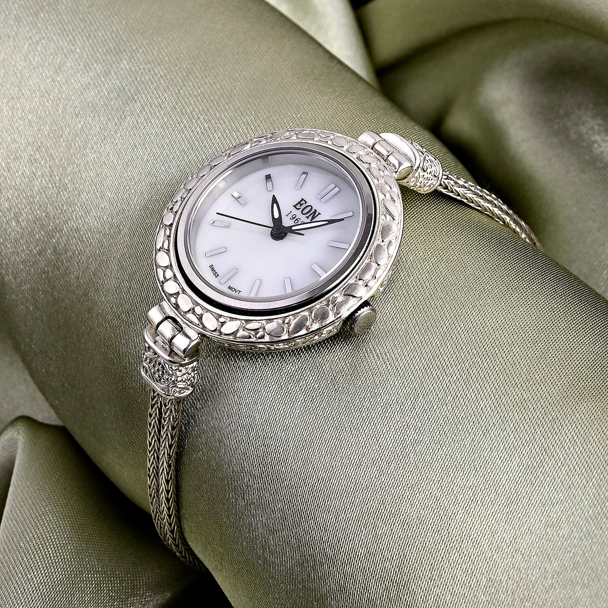 Royal Bali Collection - Sterling Silver Round Swiss Movement Dial Tulangnaga Chain Bracelet Watch (Size 7.5) Silver Wt. 18.03 Gms V32521611 2