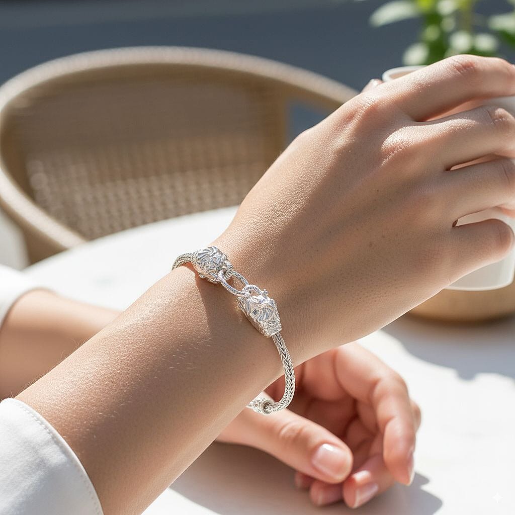 Royal Bali Collection Sterling Silver Elephant Bracelet (Size 7 + 1 Ext) with T-Bar Clasp, Silver Wt. 11.59 Gms. 8261315 2
