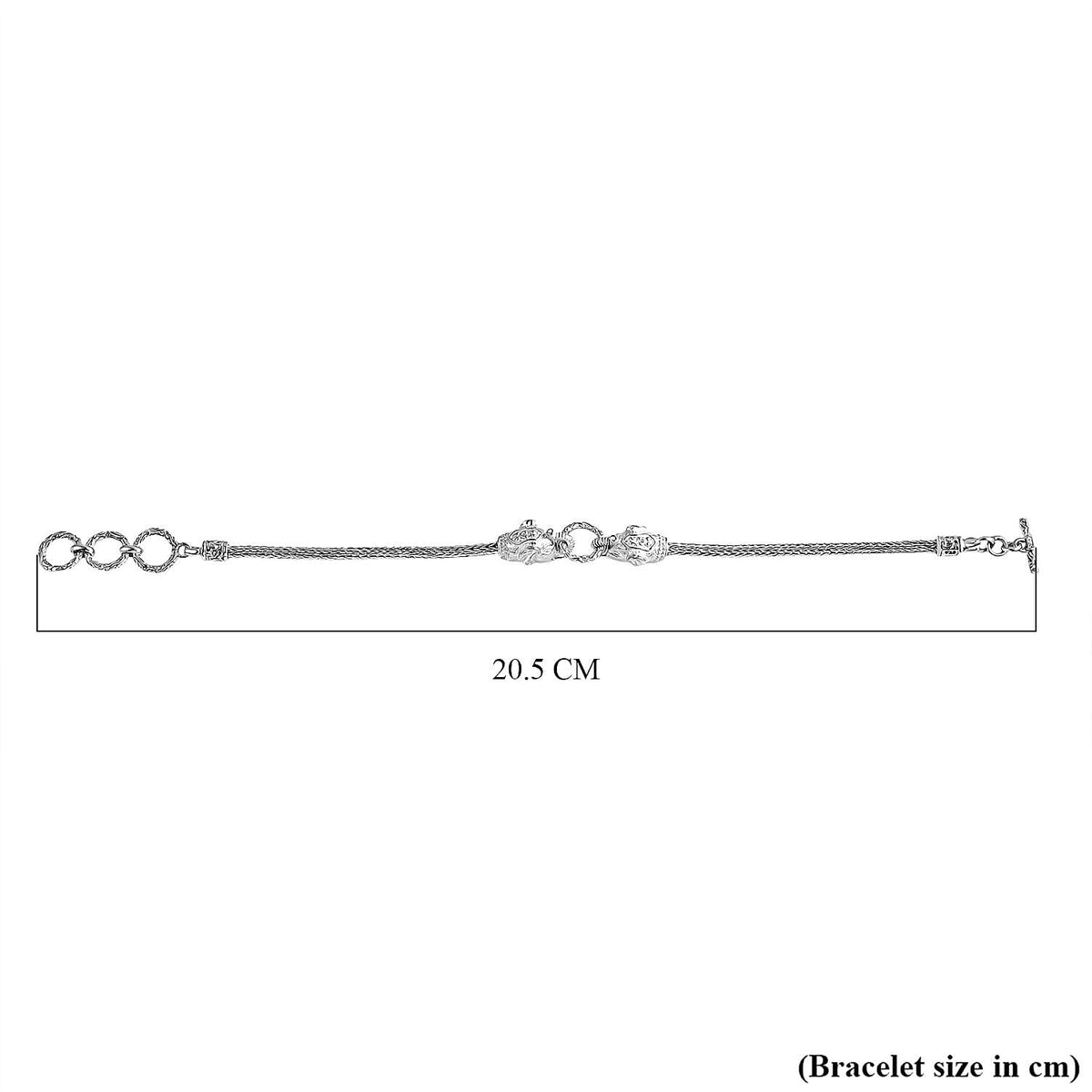 Royal Bali Collection Sterling Silver Elephant Bracelet (Size 7 + 1 Ext) with T-Bar Clasp, Silver Wt. 11.59 Gms. 8261315 5