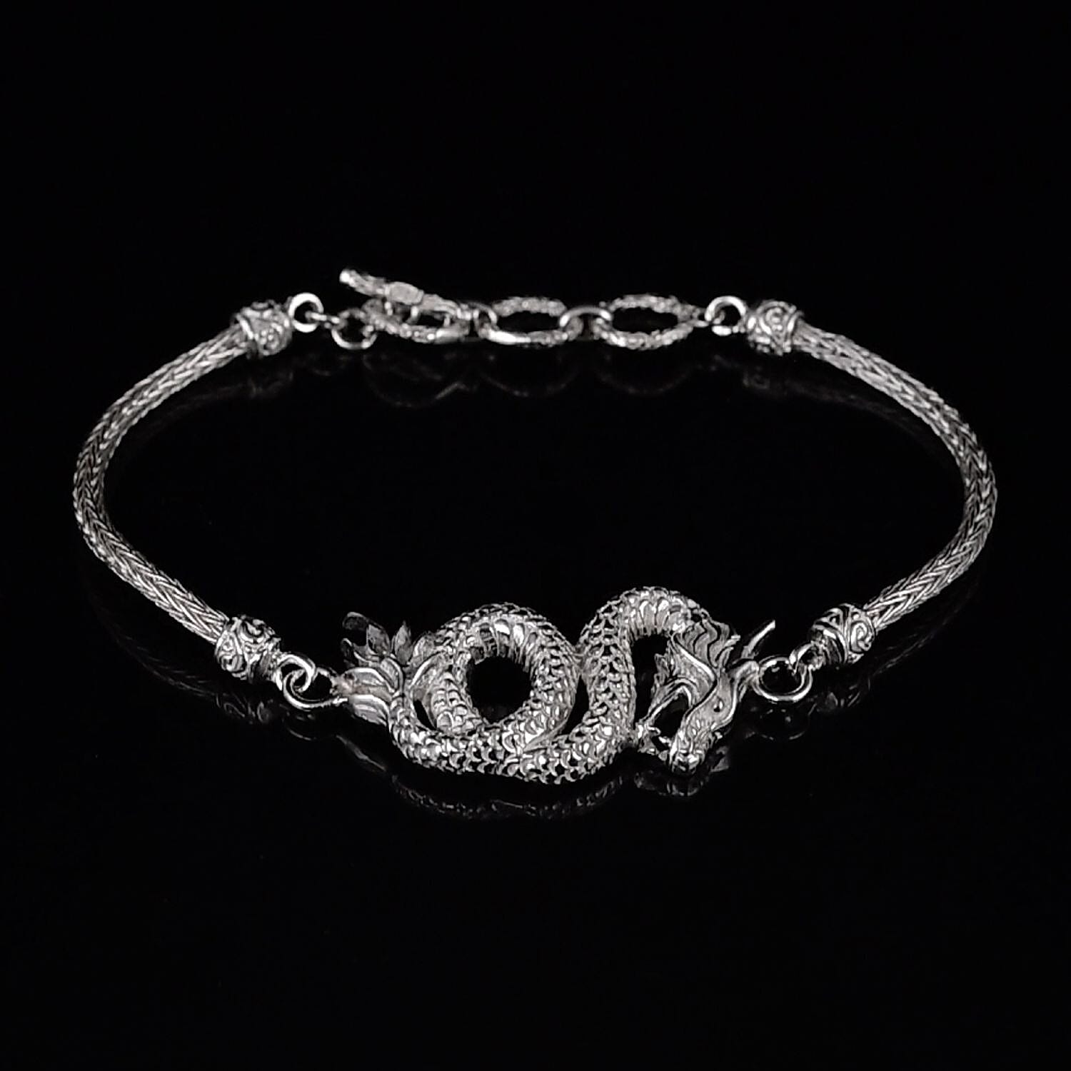 Bali Legacy Sterling Silver Dragon Bracelet (Size 7 + 1 Ext) with T-Bar Clasp 8261320 1