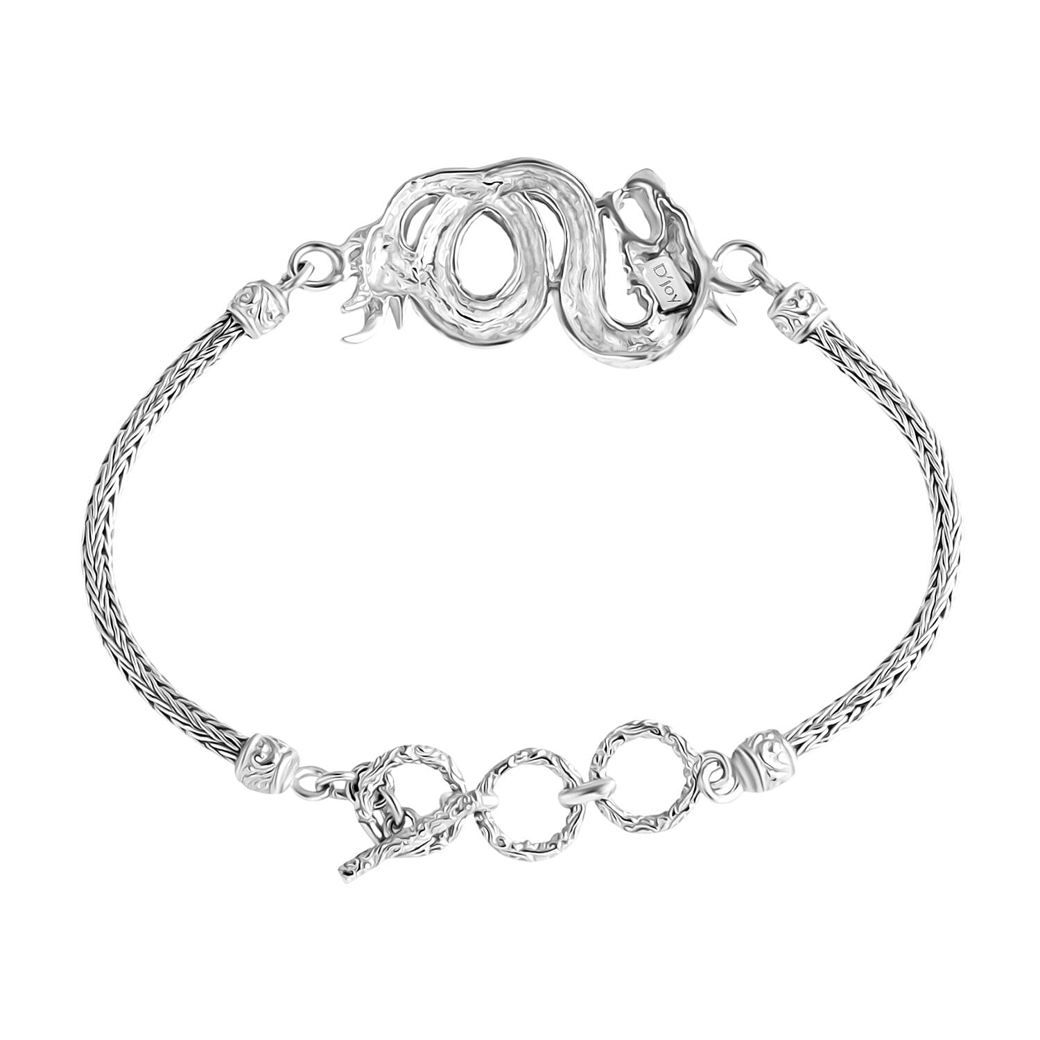 Bali Legacy Sterling Silver Dragon Bracelet (Size 7 + 1 Ext) with T-Bar Clasp 8261320 3