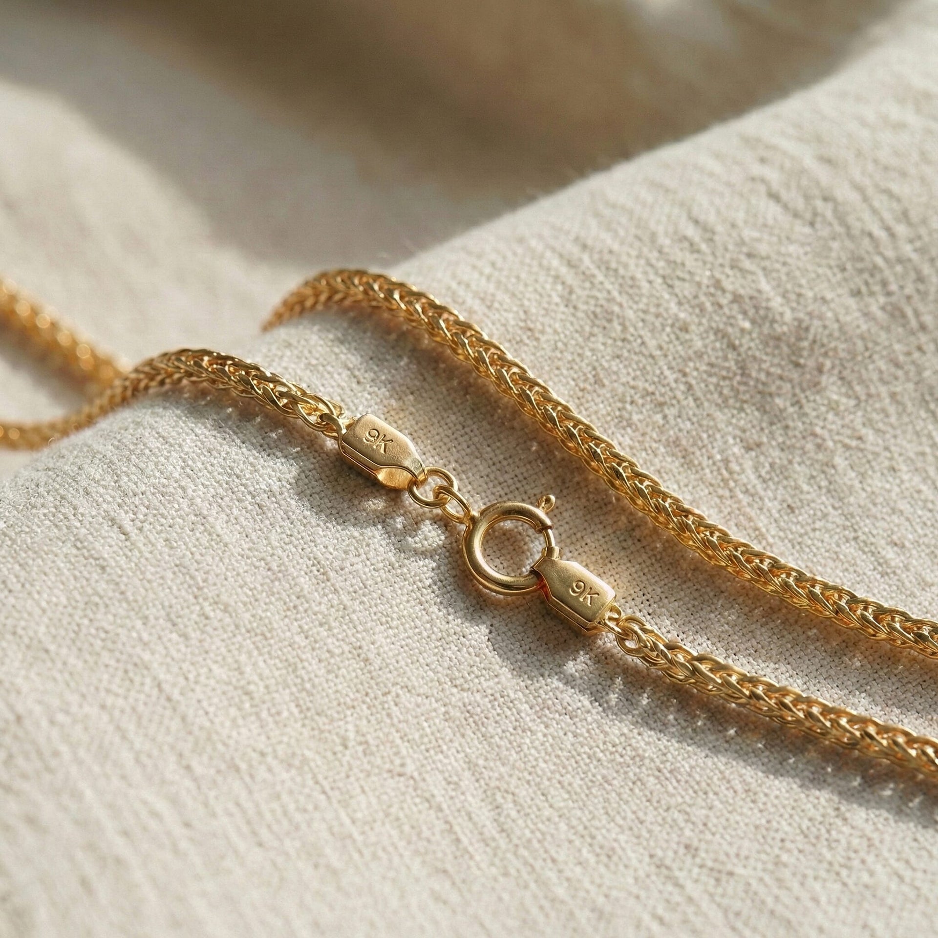 9K Yellow Gold 1.4MM Spiga Necklace with Spring Ring Clasp 20 Inch 8265564 1