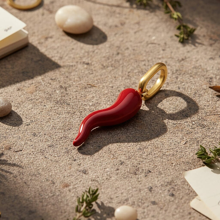 9K Yellow Gold Chilli Enamelled Pendant 8267706 2