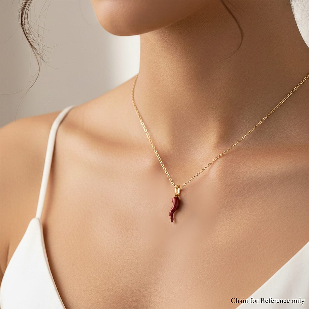 9K Yellow Gold Chilli Enamelled Pendant 8267706 5
