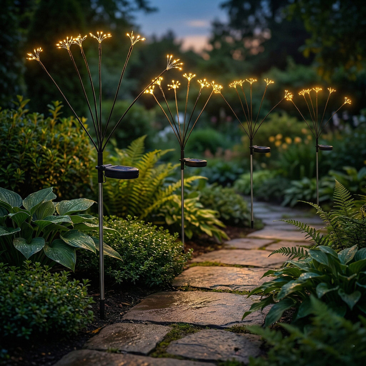 Set of 4 - LIVMORE Outdoor Solar Flower Lights 8270003 2