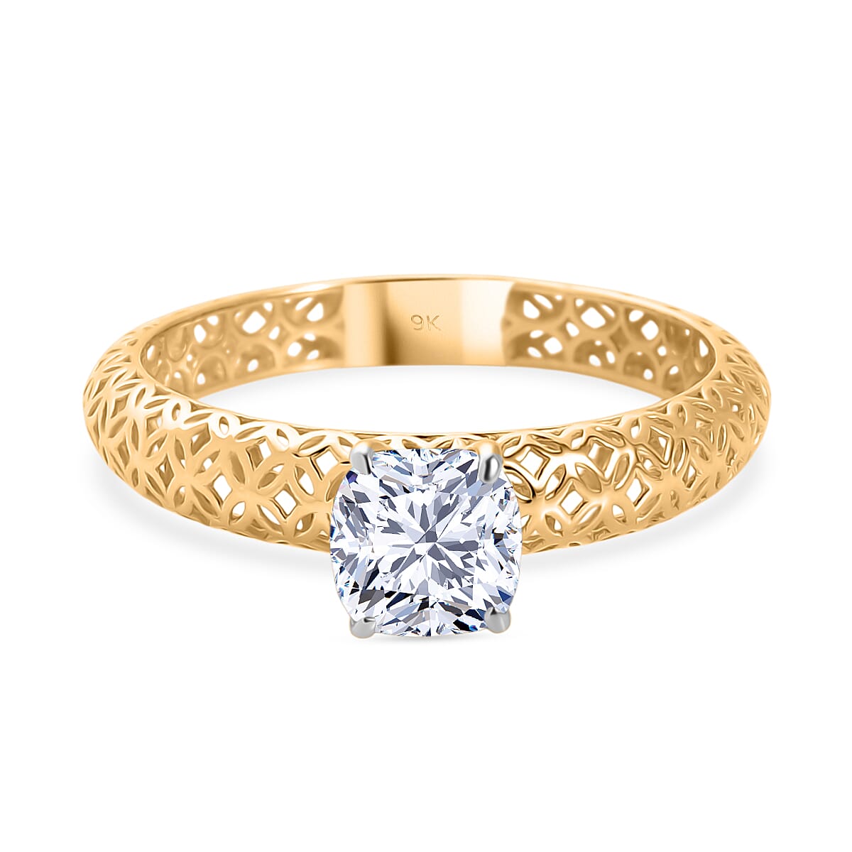 LUXURIANT 1 Ct. Lab Grown Diamond Solitaire Ring in 9K Yellow Gold SGL Certified (SI-GH) 8272099 0