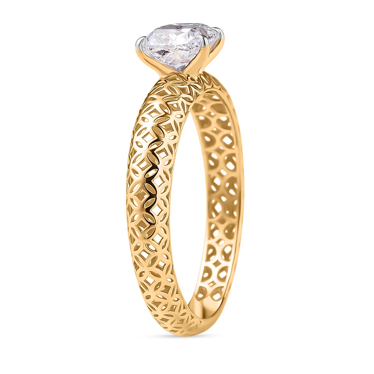 LUXURIANT 1 Ct. Lab Grown Diamond Solitaire Ring in 9K Yellow Gold SGL Certified (SI-GH) 8272099 4