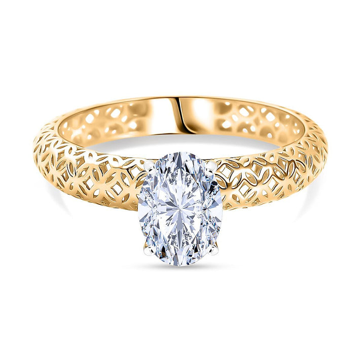 LUXURIANT 1 Ct. Lab Grown Diamond Solitaire Ring in 9K Yellow Gold SGL Certified (SI-GH) 8250726 1