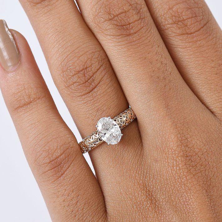 LUXURIANT 1 Ct. Lab Grown Diamond Solitaire Ring in 9K Yellow Gold SGL Certified (SI-GH) 8250726 2