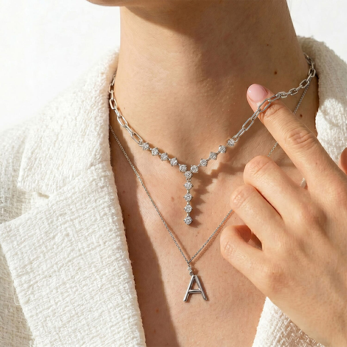 LUXURIANT 1 Ct. Lab Grown Diamond Y-shaped Necklace (Size 20) in Rhodium Overlay Sterling Silver (SI-GH) 8274755 3