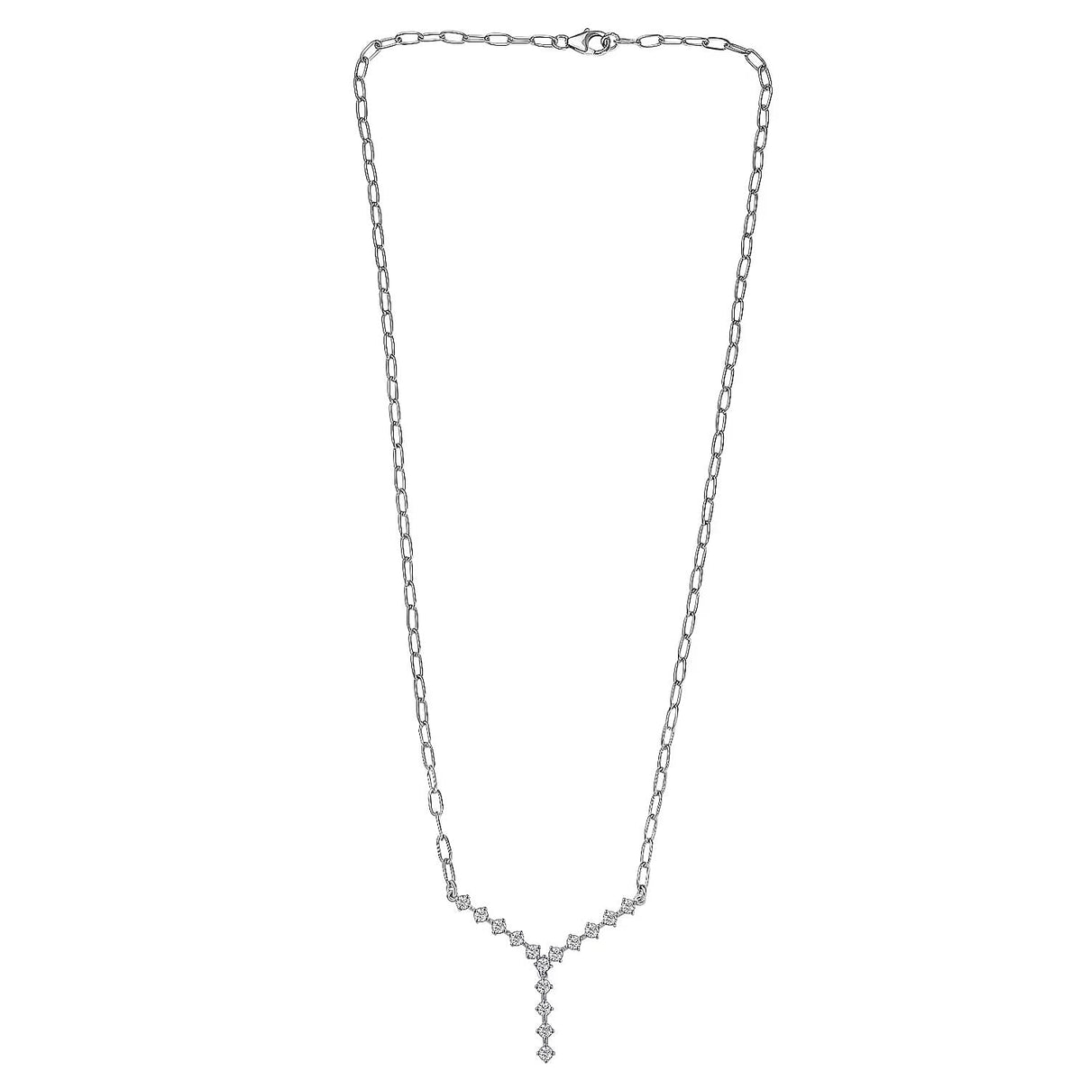 LUXURIANT 1 Ct. Lab Grown Diamond Y-shaped Necklace (Size 20) in Rhodium Overlay Sterling Silver (SI-GH) 8274755 7