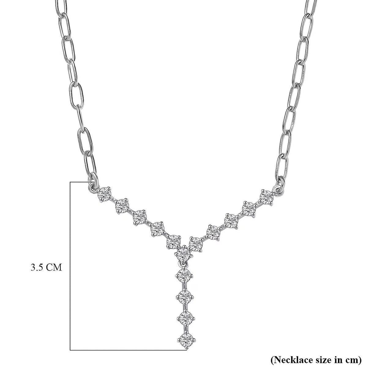 LUXURIANT 1 Ct. Lab Grown Diamond Y-shaped Necklace (Size 20) in Rhodium Overlay Sterling Silver (SI-GH) 8274755 8