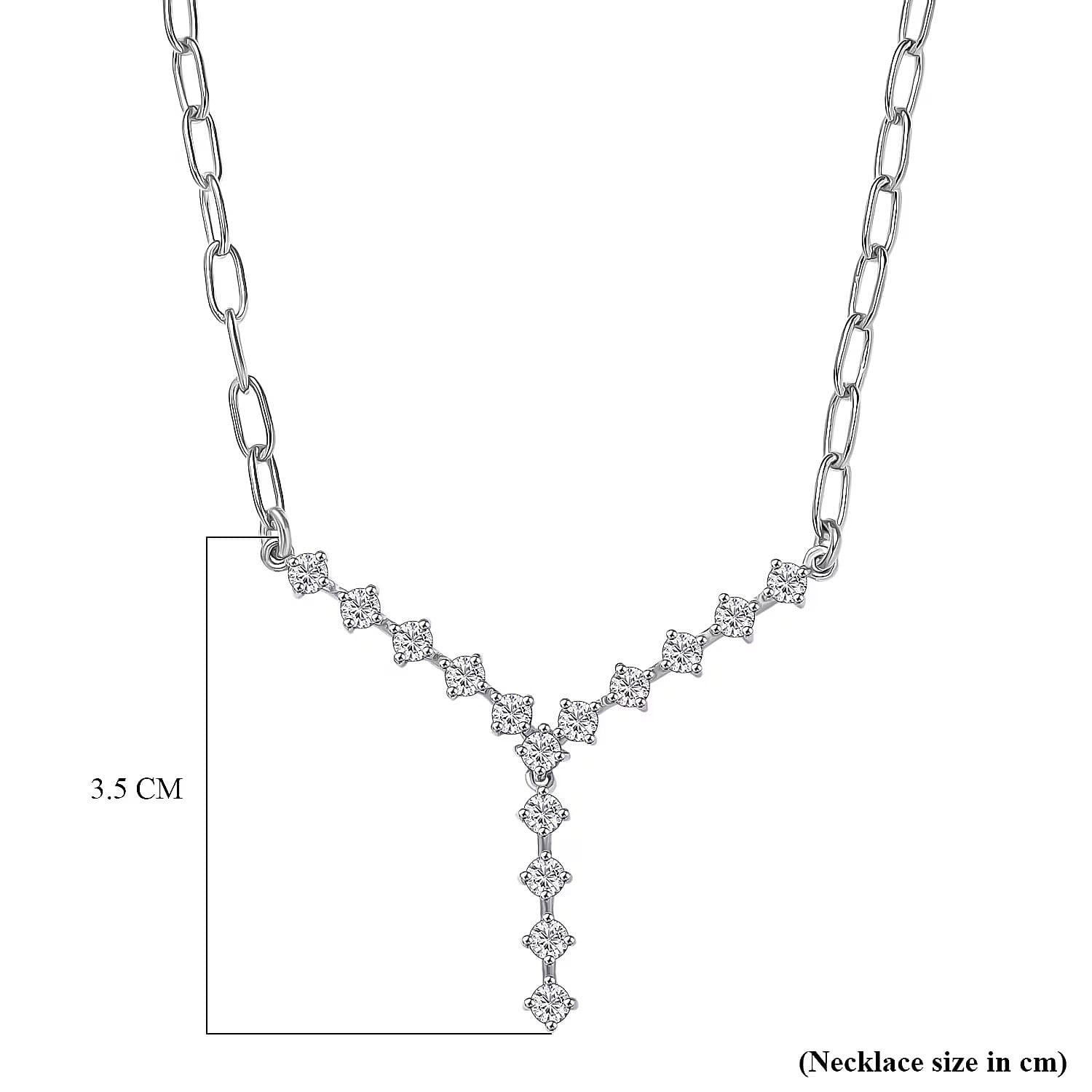 LUXURIANT 1 Ct. Lab Grown Diamond Y-shaped Necklace (Size 20) in Rhodium Overlay Sterling Silver (SI-GH) 8274755 8