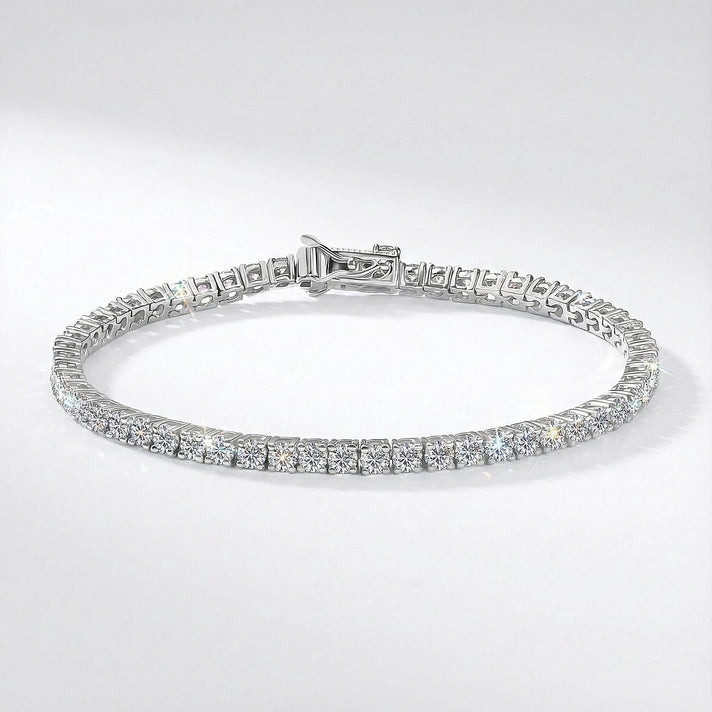 NY Close Out Deal - Moissanite Tennis Bracelet (Size - 7) with Box Clasp in Rhodium Overlay Sterling Silver 5.30 Ct. 8275397 1