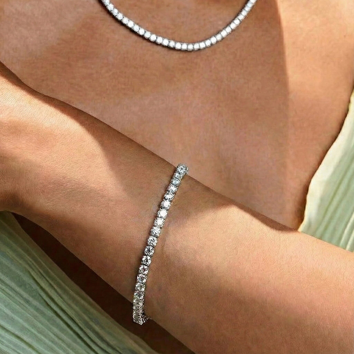 NY Close Out Deal - Moissanite Tennis Bracelet (Size - 8) with Box Clasp in Rhodium Overlay Sterling Silver 6.14 Ct. 8275399 2