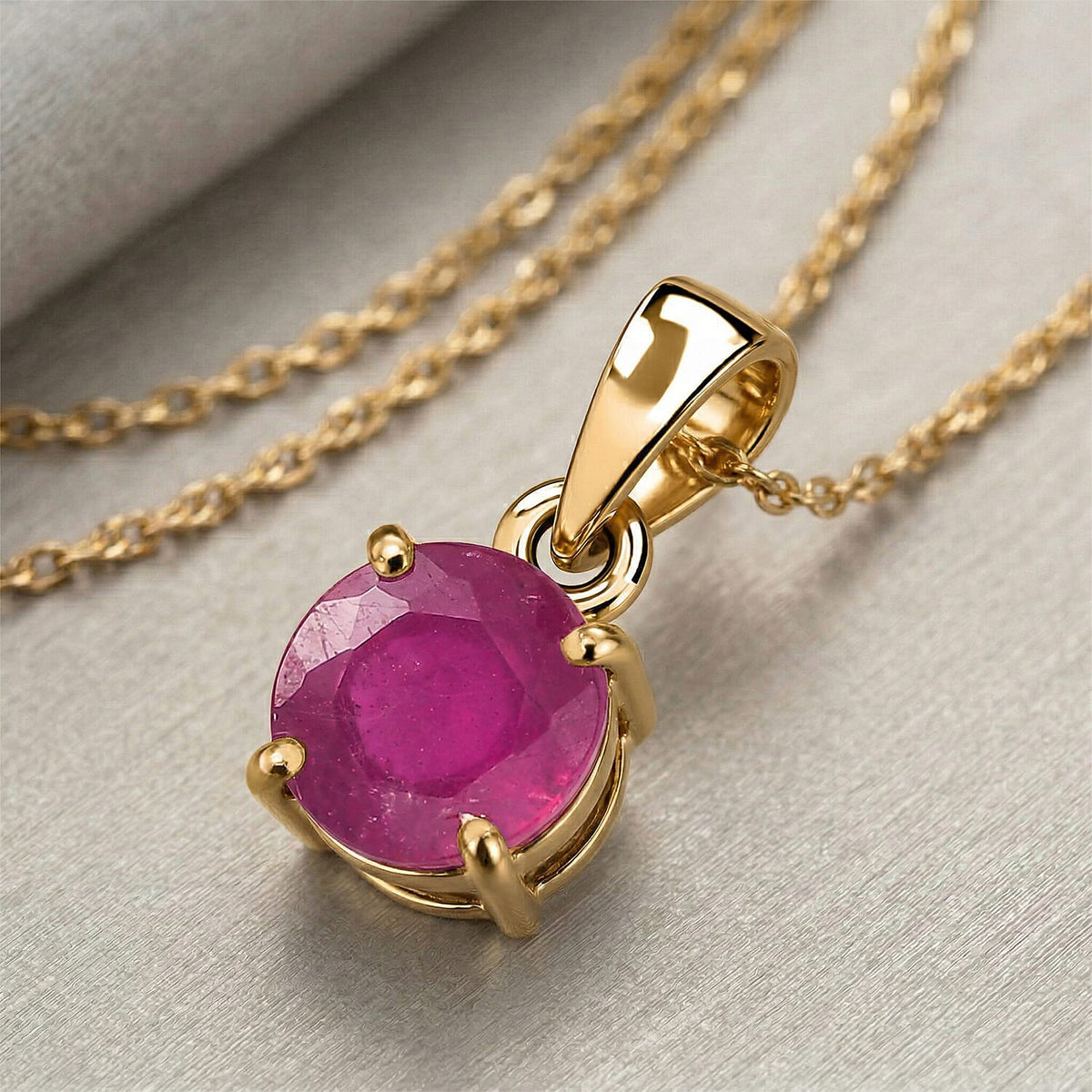 9K Yellow Gold African Ruby Solitaire Pendant 1.27 Ct. V32661167 5
