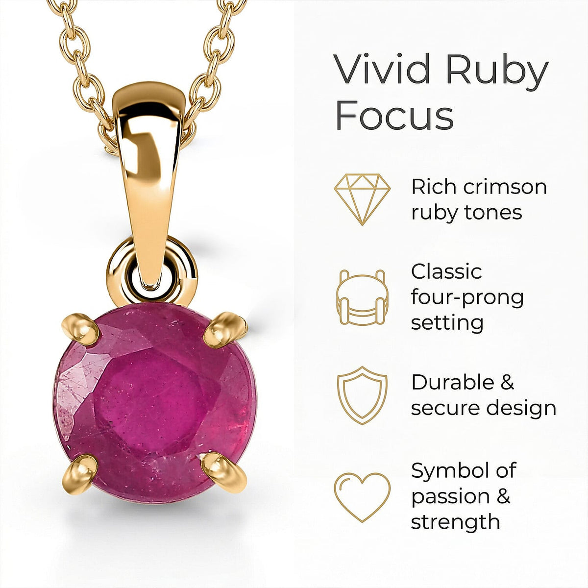 9K Yellow Gold African Ruby Solitaire Pendant 1.27 Ct. V32661167 6