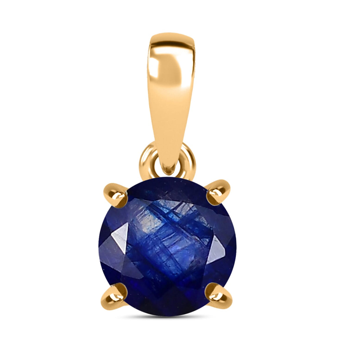 9K Yellow Gold Blue Sapphire Solitaire Pendant 1.20 Ct. V32619217 0