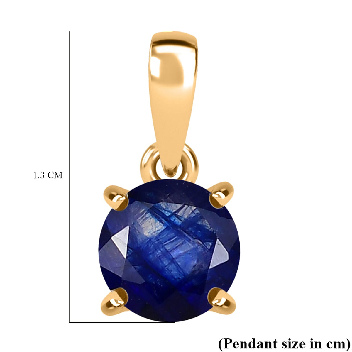 9K Yellow Gold Blue Sapphire Solitaire Pendant 1.20 Ct. V32619217 8