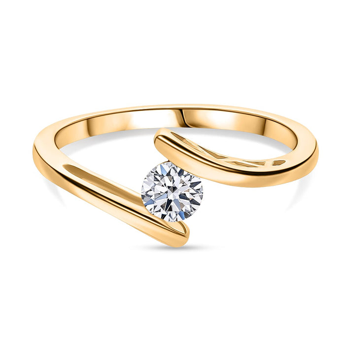 LUXURIANT 0.5 Ct. Lab Grown Diamond Round-Cut Solitaire Ring in 18K Vermeil Yellow Gold Plated Sterling Silver (SI-GH) 8276850 1