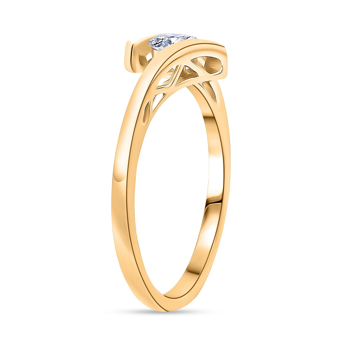 LUXURIANT 0.5 Ct. Lab Grown Diamond Round-Cut Solitaire Ring in 18K Vermeil Yellow Gold Plated Sterling Silver (SI-GH) 8276850 4