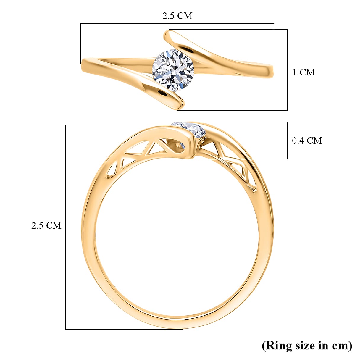 LUXURIANT 0.5 Ct. Lab Grown Diamond Round-Cut Solitaire Ring in 18K Vermeil Yellow Gold Plated Sterling Silver (SI-GH) 8276850 6