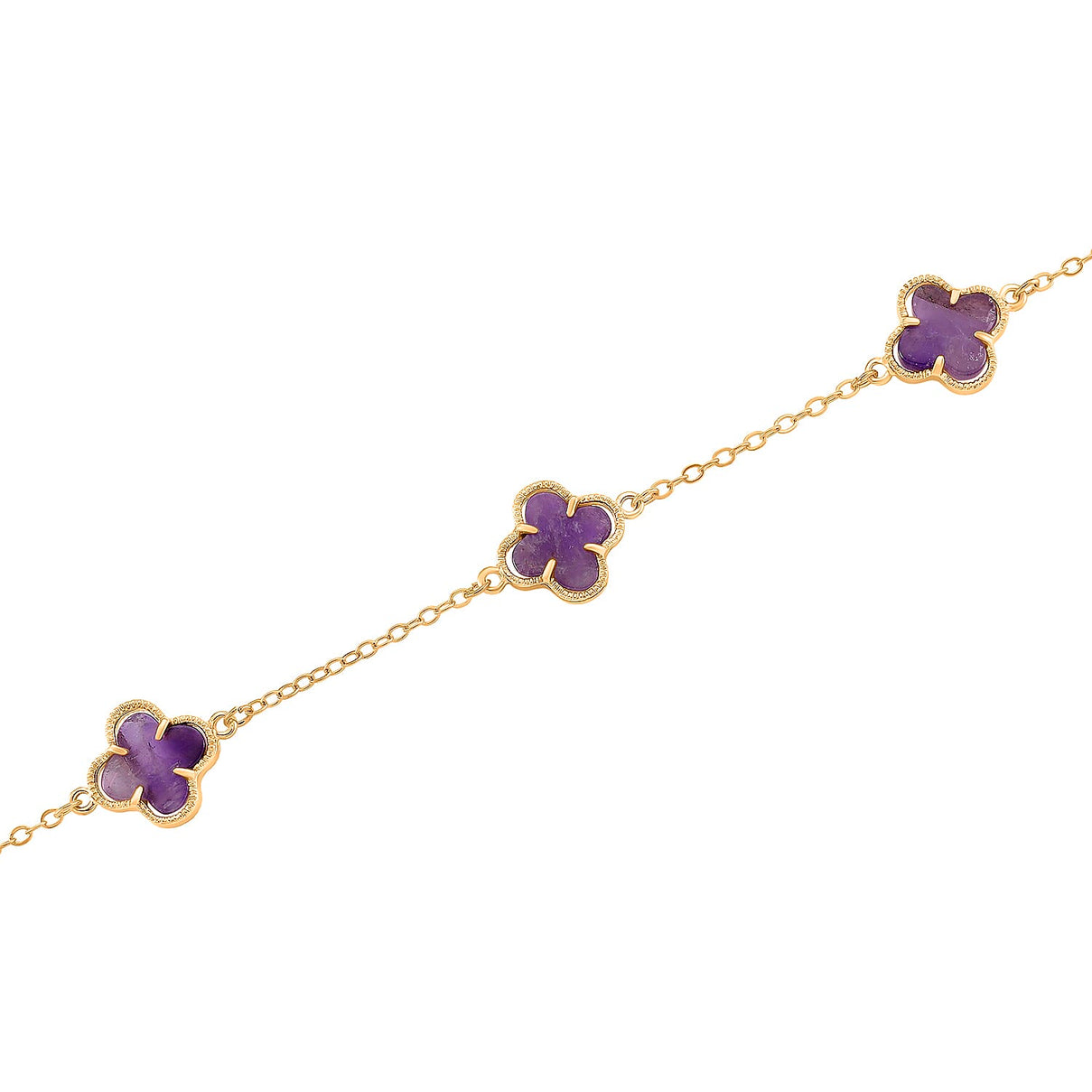 Designer Inspired - African Amethyst Plum Blossom Flour Leaf Clover  Necklace (Size - 20-2 EXT) 12.00 Ct. 8278998 3