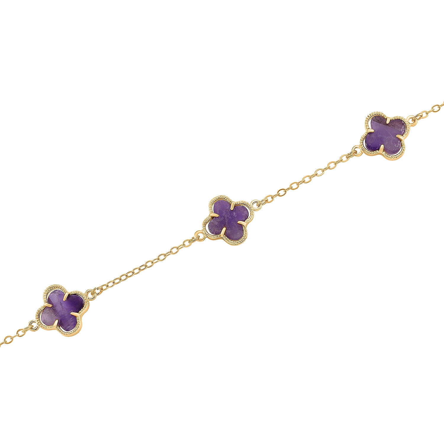 Designer Inspired - African Amethyst Plum Blossom Flour Leaf Clover  Necklace (Size - 20-2 EXT) 12.00 Ct. 8278998 3
