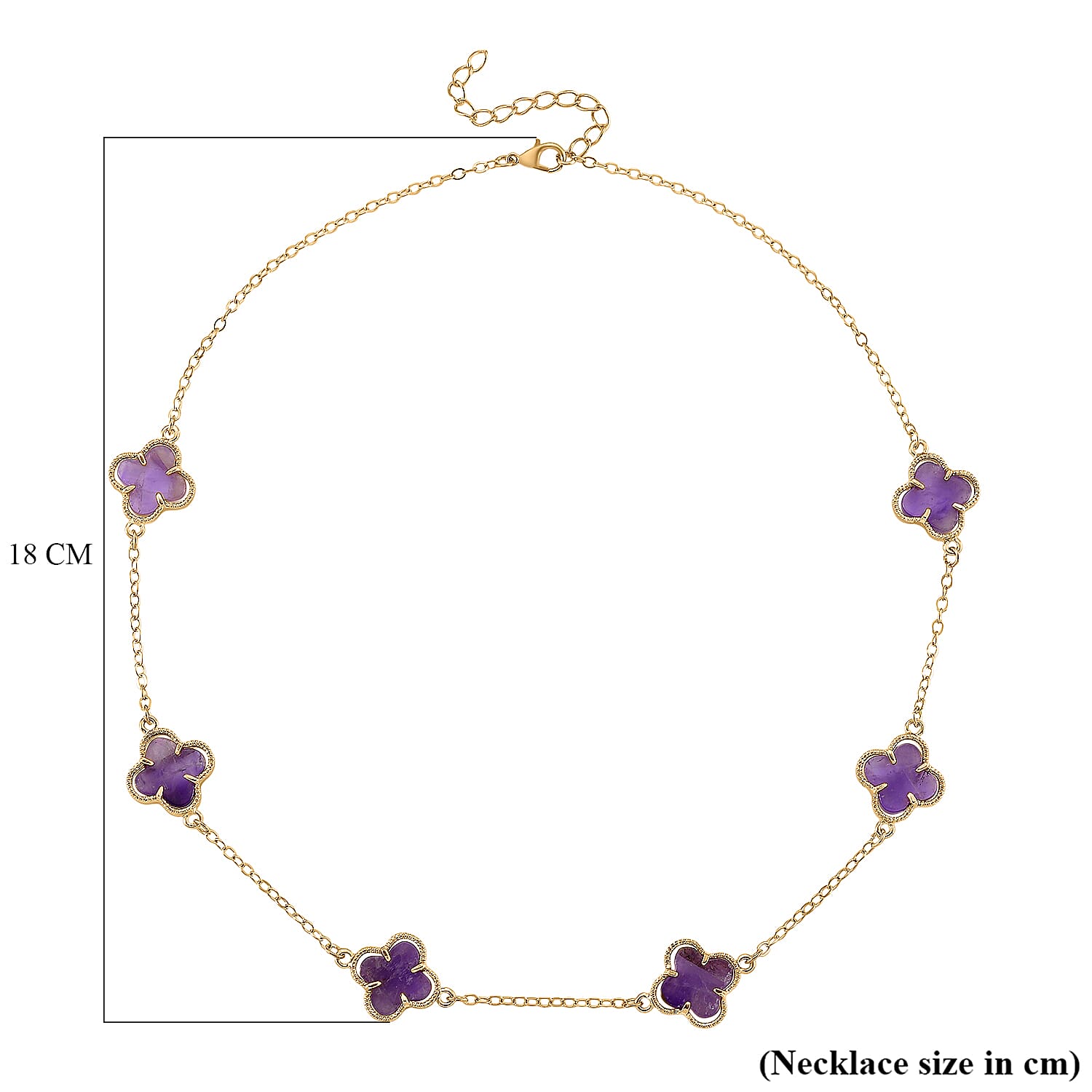Designer Inspired - African Amethyst Plum Blossom Flour Leaf Clover  Necklace (Size - 20-2 EXT) 12.00 Ct. 8278998 5