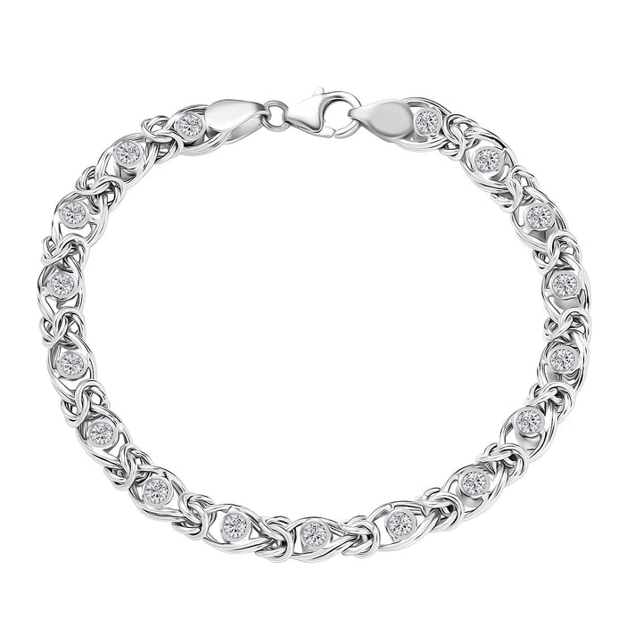 LUXURIANT 1 Ct. Lab Grown Diamond Line Bracelet in Rhodium Sterling Silver 8279065 1