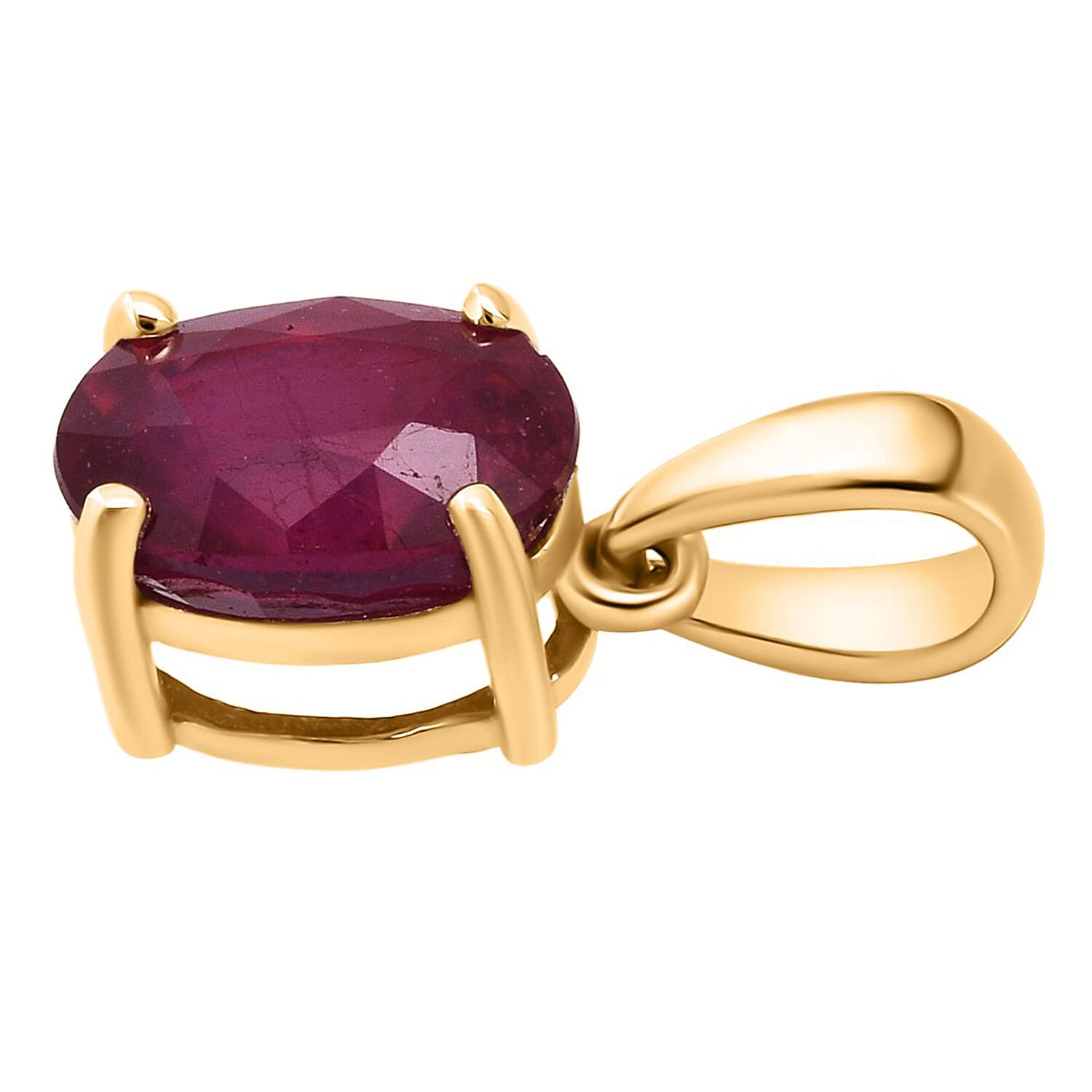 9K Yellow Gold AA African Ruby Oval Cut Solitaire Pendant 1.25 Ct. 8280564 5