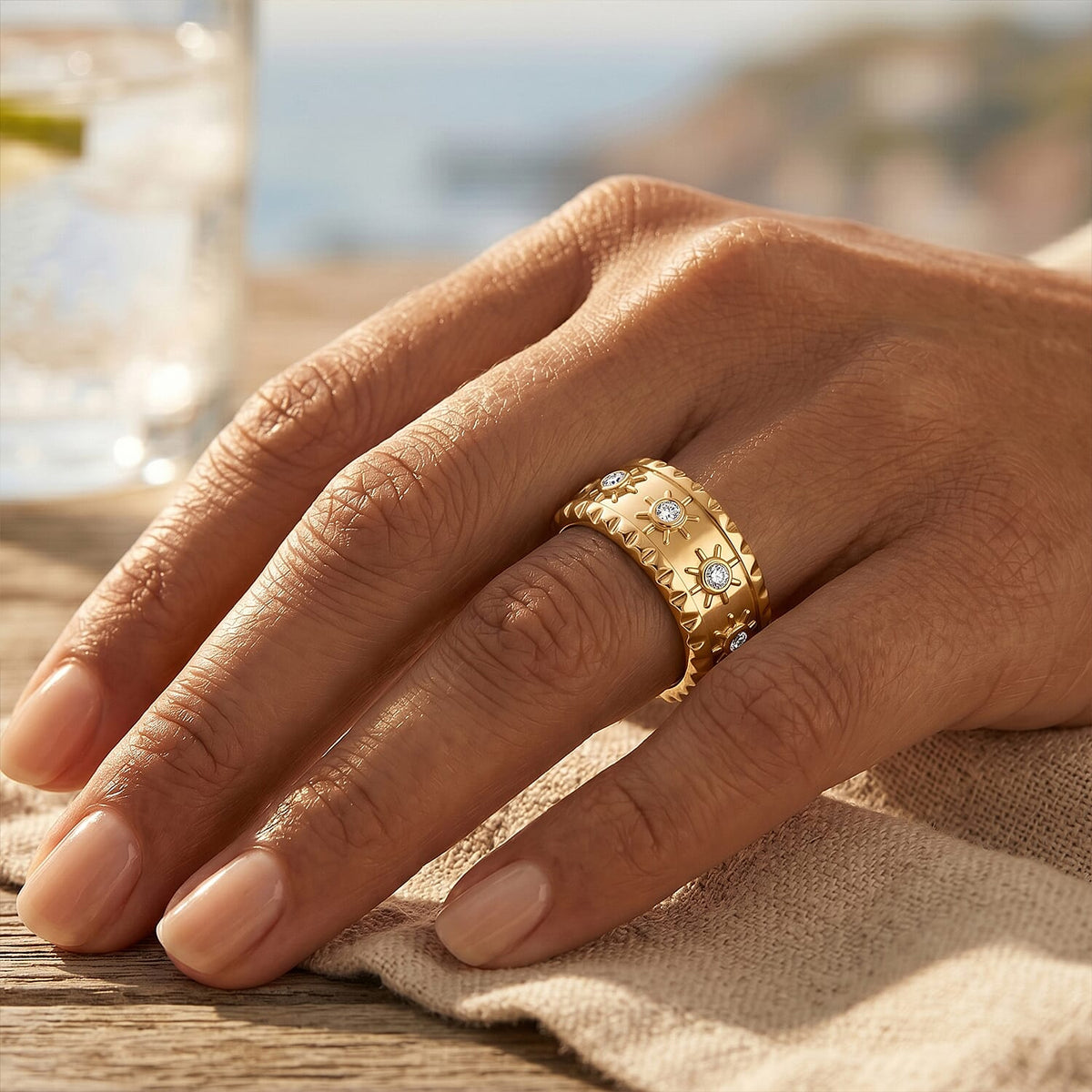 Luxuriant Lab Grown Diamond Starburst Band Ring in 18K Vermeil Yellow Gold Plated Sterling Silver 0.26 Ct, Silver Wt. 5.13 Gms. 8285254 3