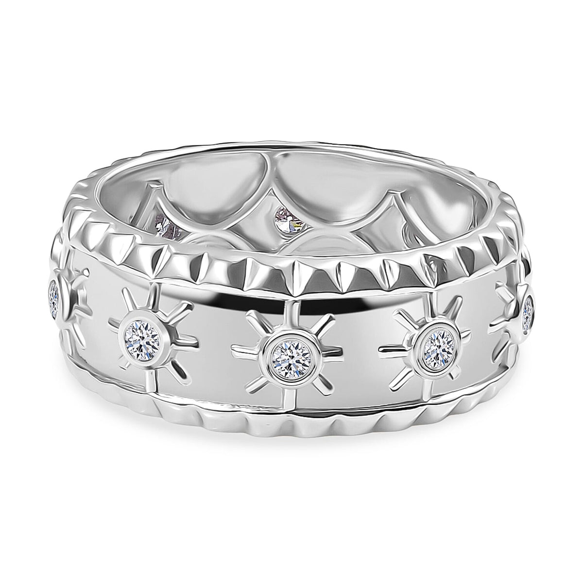 Luxuriant Lab Grown Diamond Band Ring in Platinum Plated Sterling Silver 0.26 Ct, Silver Wt. 5.13 Gms. 8285263 0