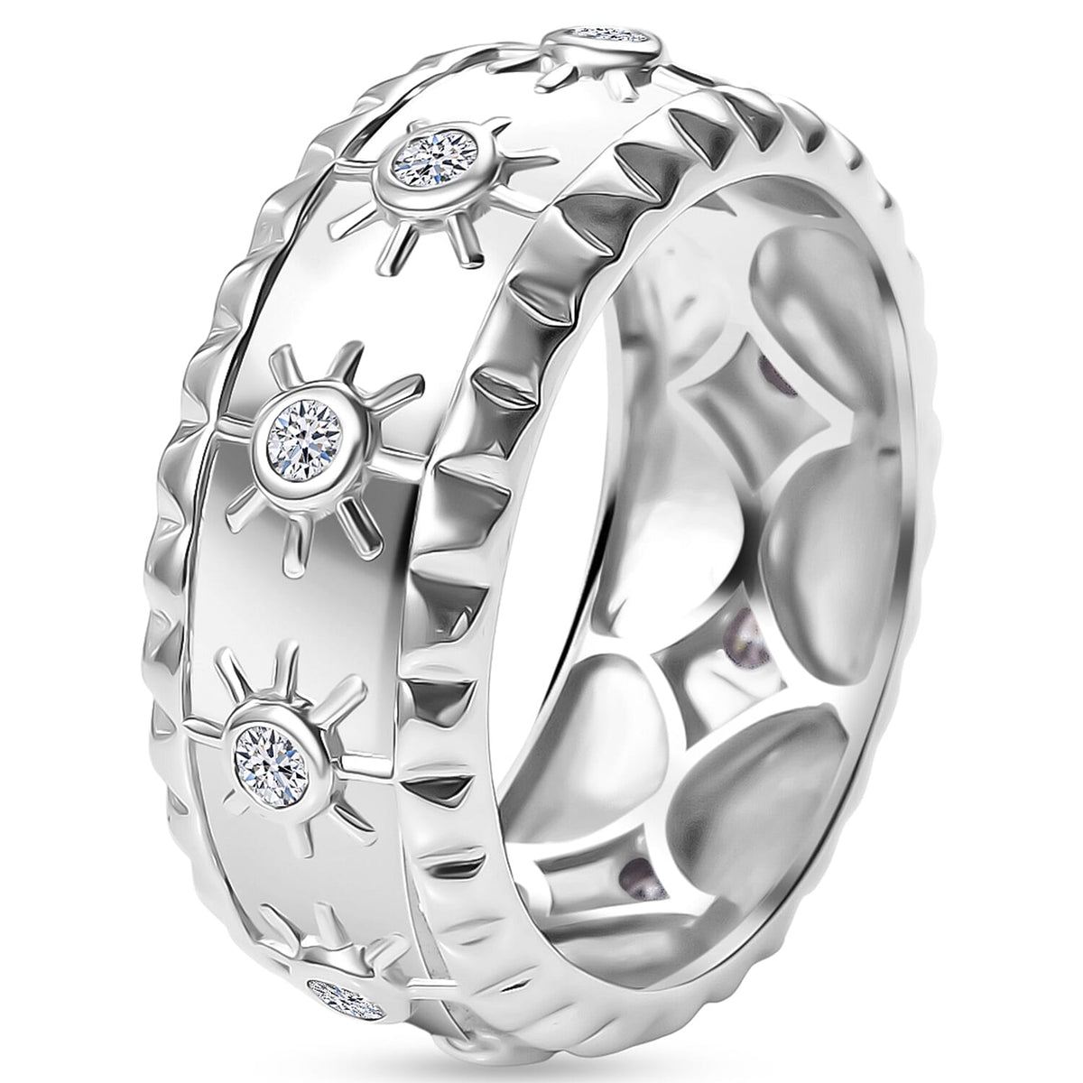 Luxuriant Lab Grown Diamond Band Ring in Platinum Plated Sterling Silver 0.26 Ct, Silver Wt. 5.13 Gms. 8285263 6