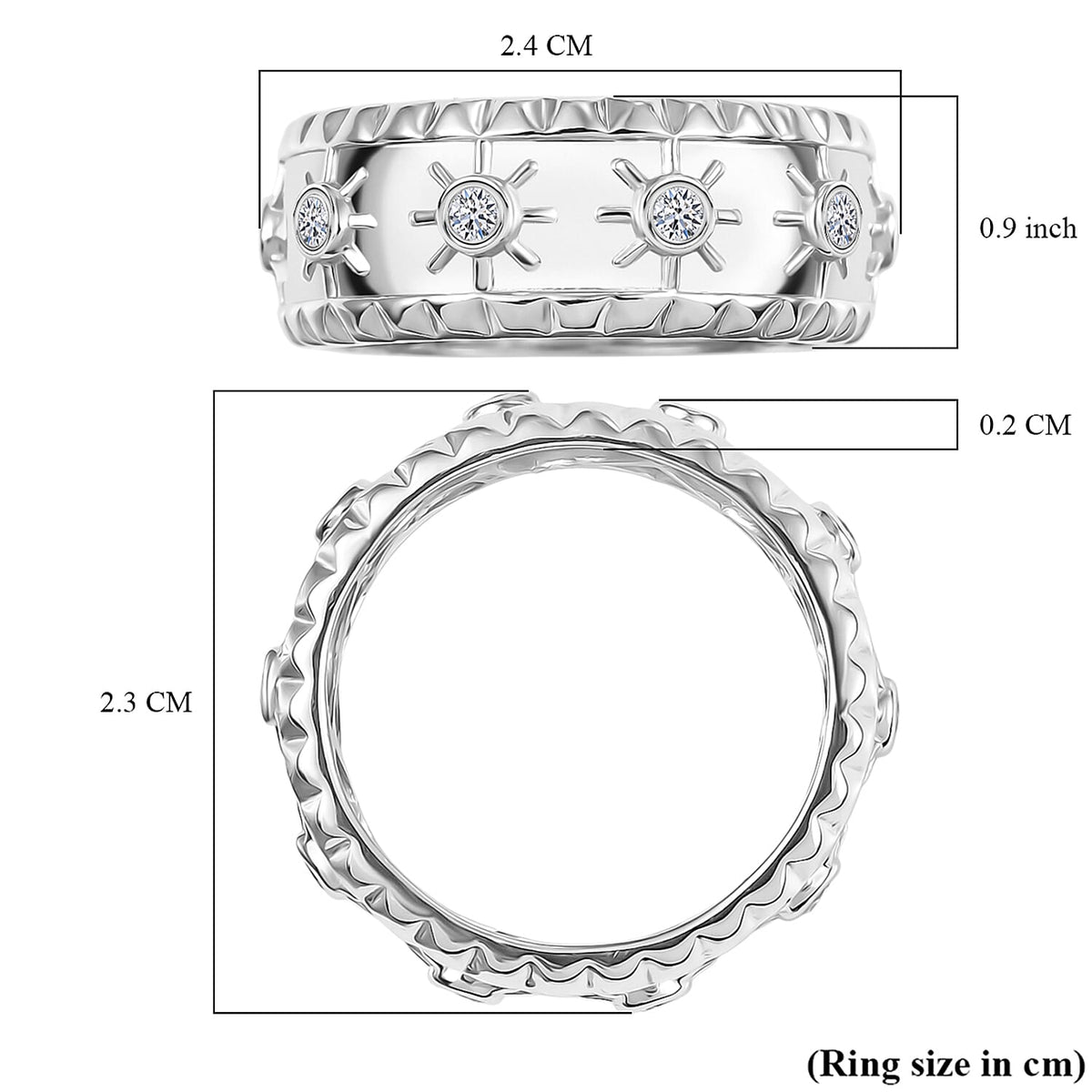 Luxuriant Lab Grown Diamond Band Ring in Platinum Plated Sterling Silver 0.26 Ct, Silver Wt. 5.13 Gms. 8285263 7
