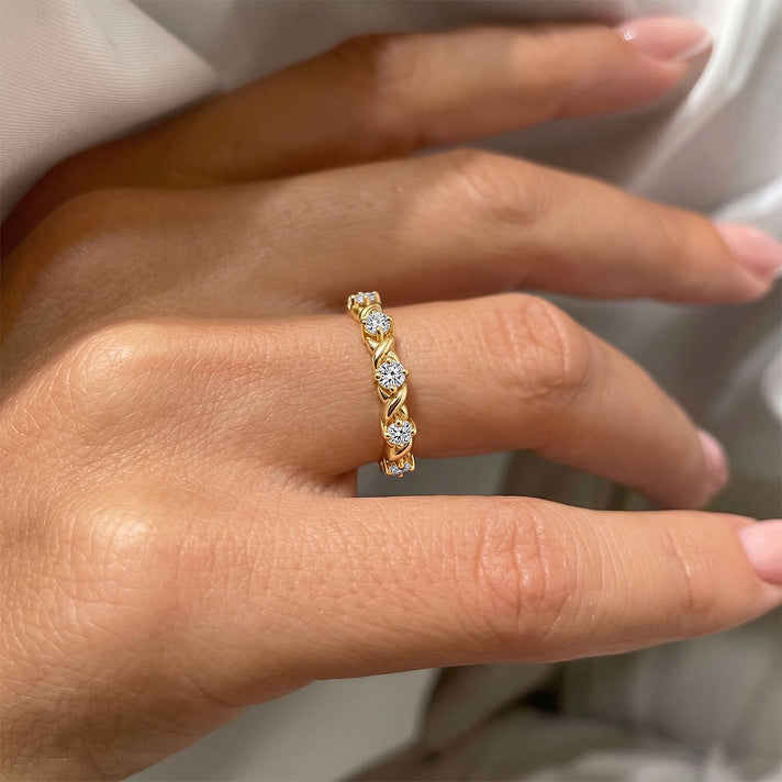 LUXURIANT Lab Grown Diamond XOXO Band Ring in 18K Vermeil Yellow Gold Plated Sterling Silver 0.36 Ct. (SI-GH) 8286251 2