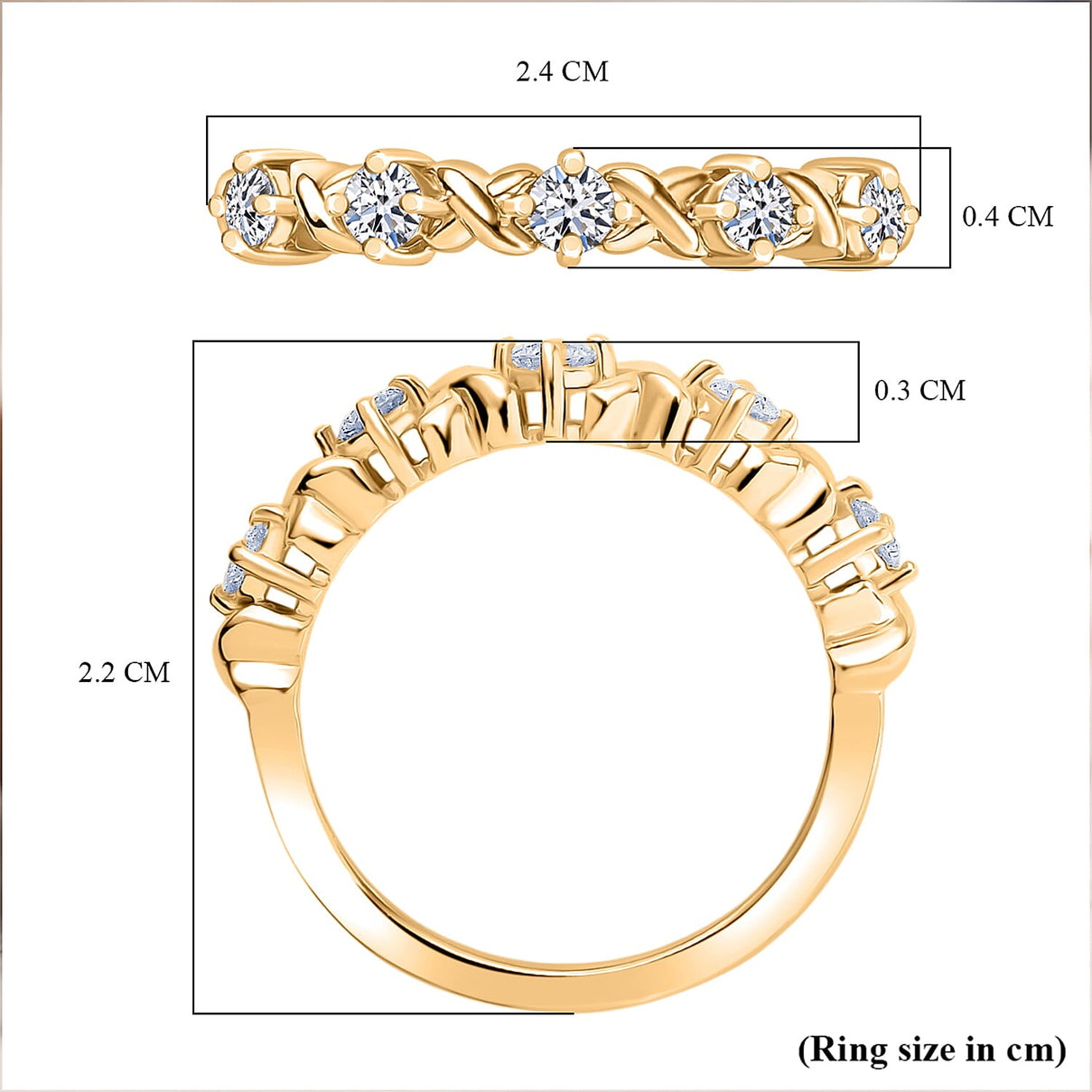 LUXURIANT Lab Grown Diamond XOXO Band Ring in 18K Vermeil Yellow Gold Plated Sterling Silver 0.36 Ct. (SI-GH) 8286251 7