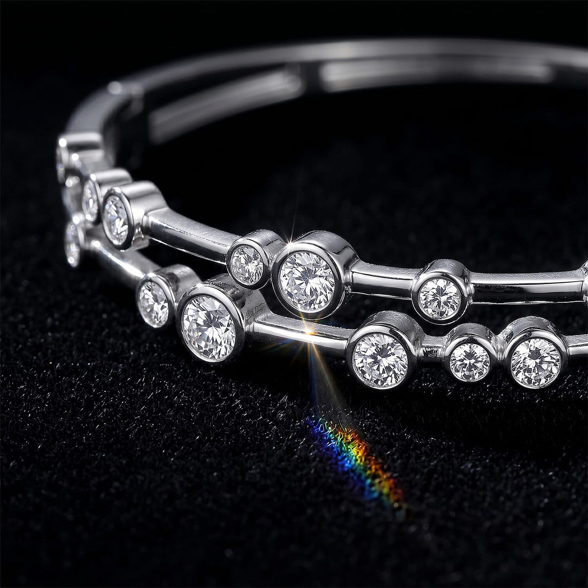 LUXURIANT 1.75 Ct. Lab Grown Diamond Bubble Bangle in Rhodium Overlay Sterling Silver 8286465 5