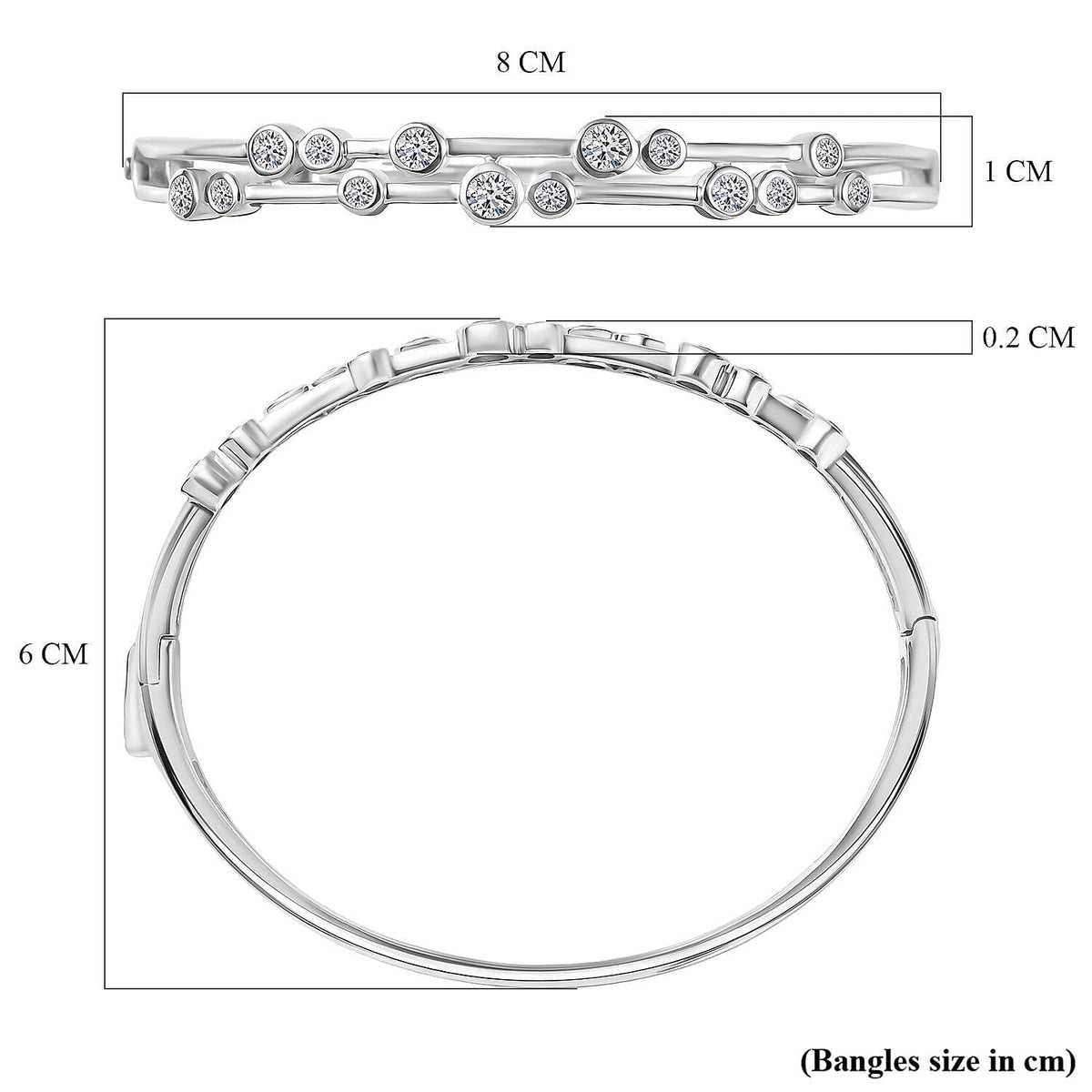 LUXURIANT 1.75 Ct. Lab Grown Diamond Bubble Bangle in Rhodium Overlay Sterling Silver 8286465 7