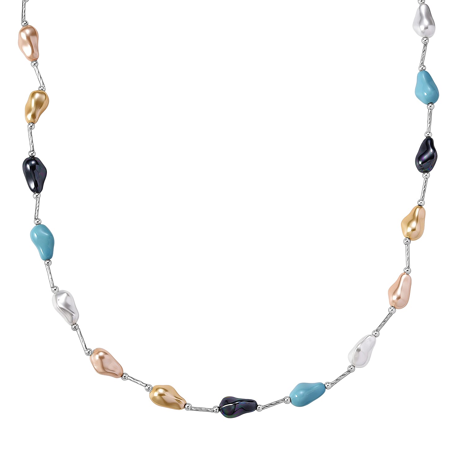 Multi Colour Shell Pearl Necklace (Size 28 - 2 Ext) with Lobster Clasp 8286911 0