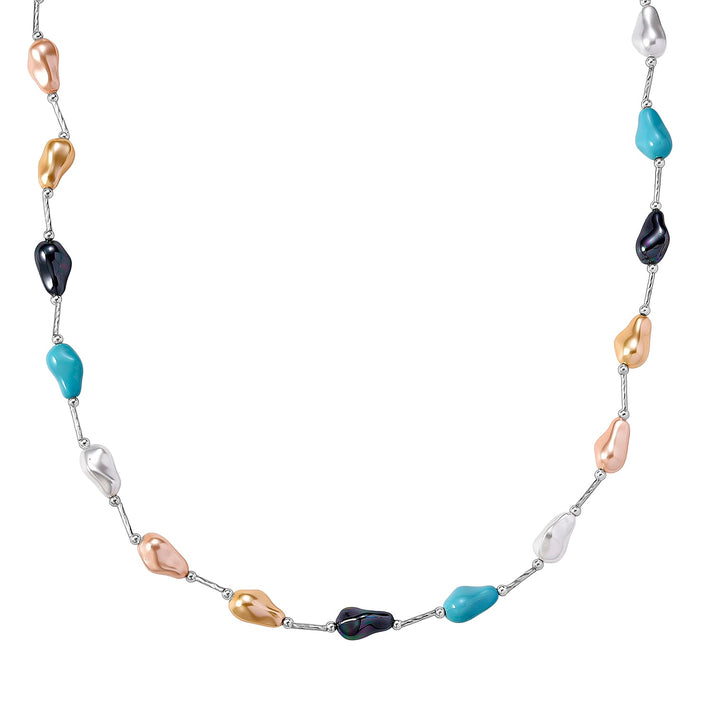 Multi Colour Shell Pearl Necklace (Size 28 + 2 Ext) with Lobster Clasp 8286911 1