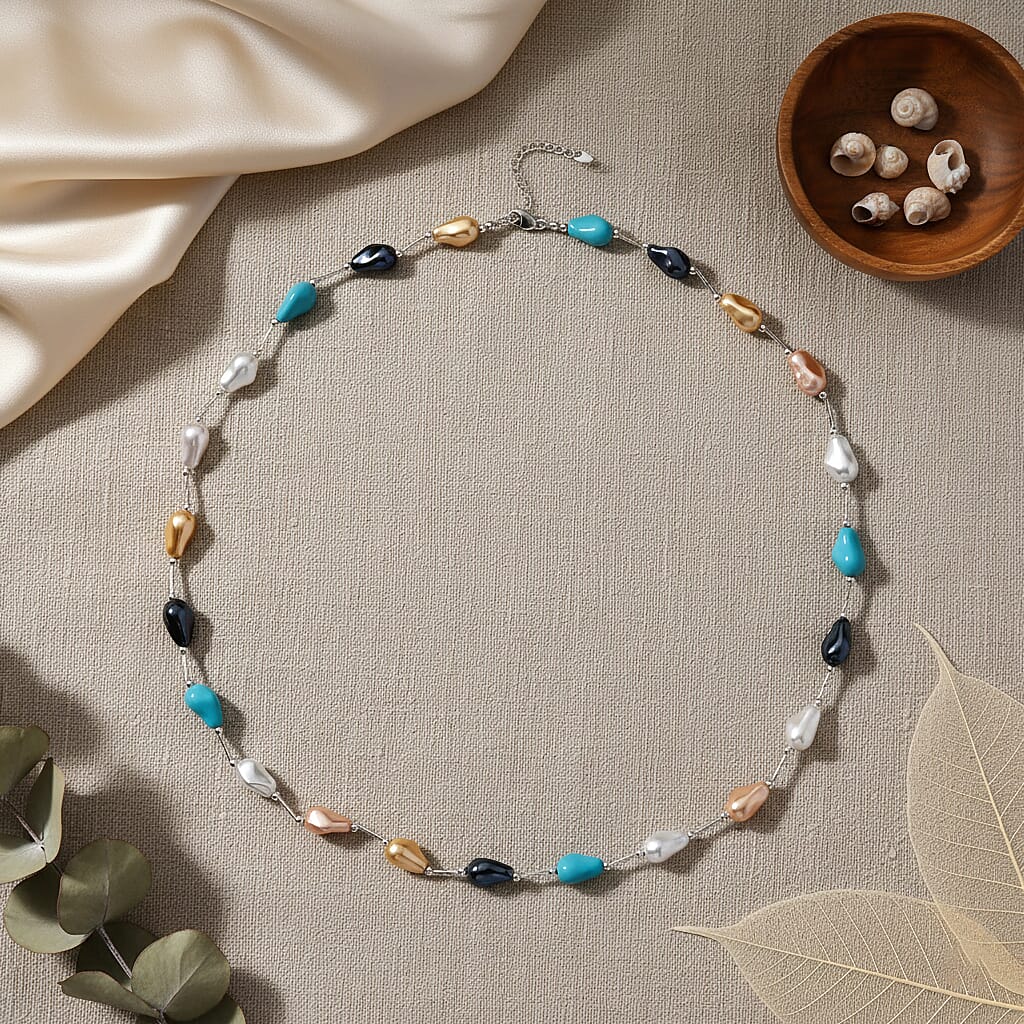 Multi Colour Shell Pearl Necklace (Size 28 - 2 Ext) with Lobster Clasp 8286911 2