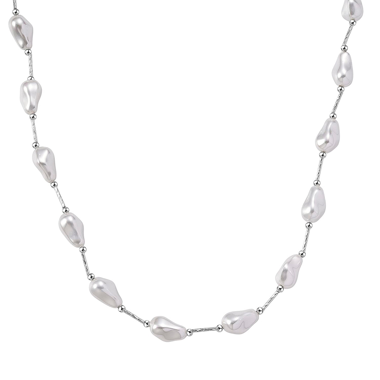 White Colour Shell Pearl Necklace (Size 28 - 2 Ext) with Lobster Clasp V32520981 0