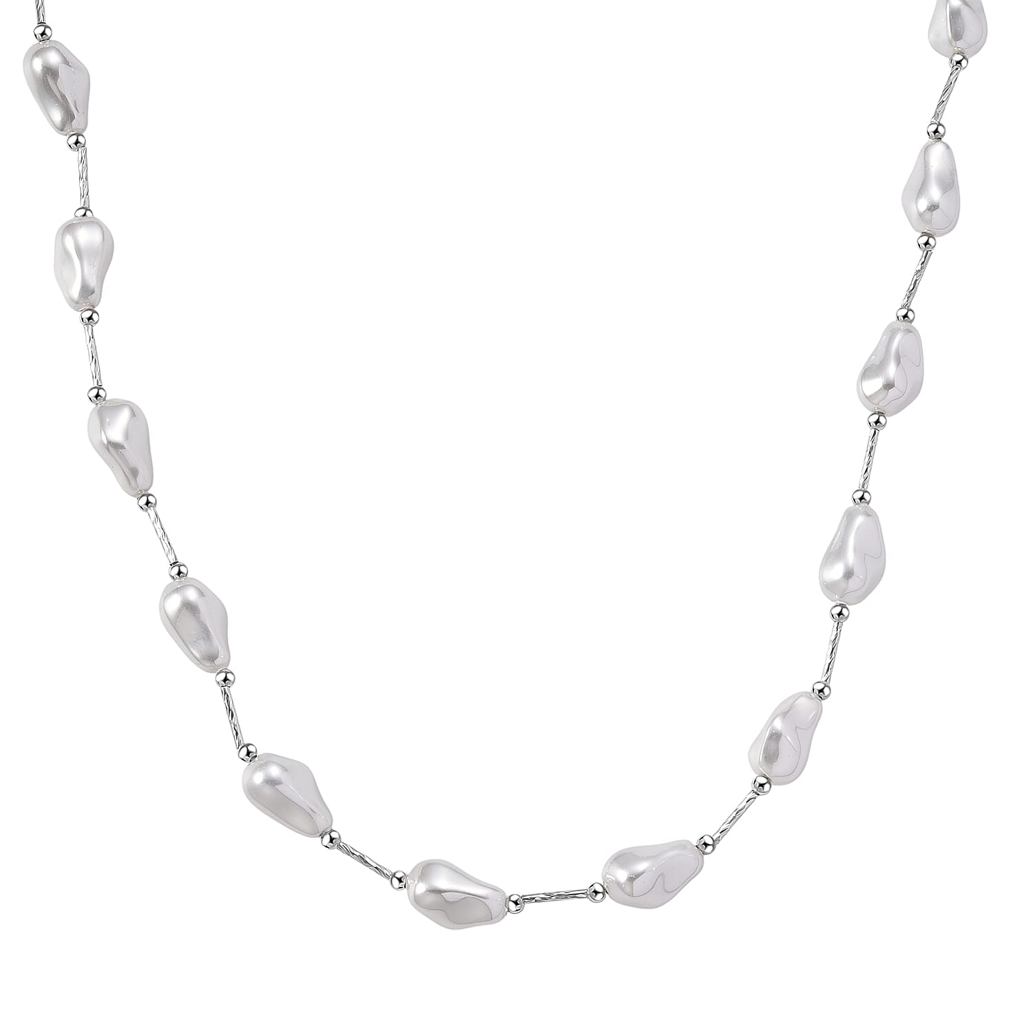 White Colour Shell Pearl Necklace (Size 28 - 2 Ext) with Lobster Clasp V32520981 0