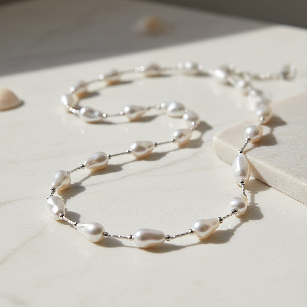 White Colour Shell Pearl Necklace (Size 28 - 2 Ext) with Lobster Clasp V32520981 2