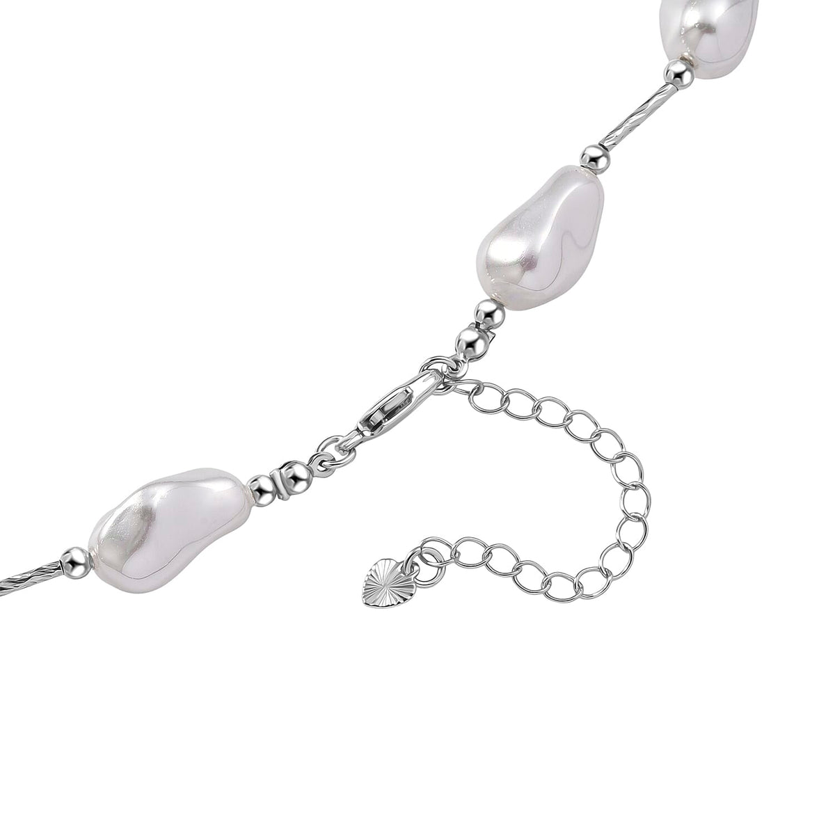 White Colour Shell Pearl Necklace (Size 28 - 2 Ext) with Lobster Clasp V32520981 5