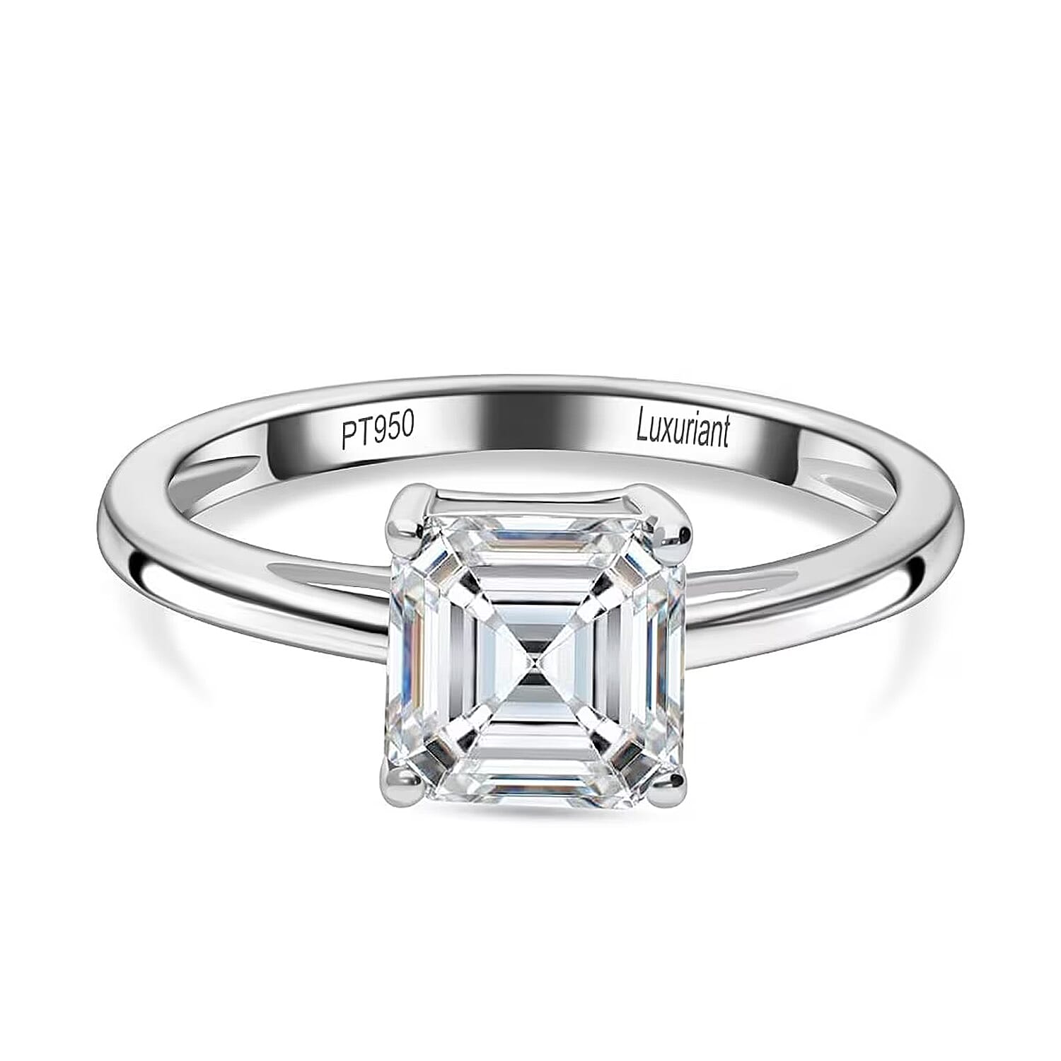 LUXURIANT 1 Ct. Lab Grown Diamond Asscher-Cut Solitaire Ring in 950 Platinum, SGL Certified 8288007 0