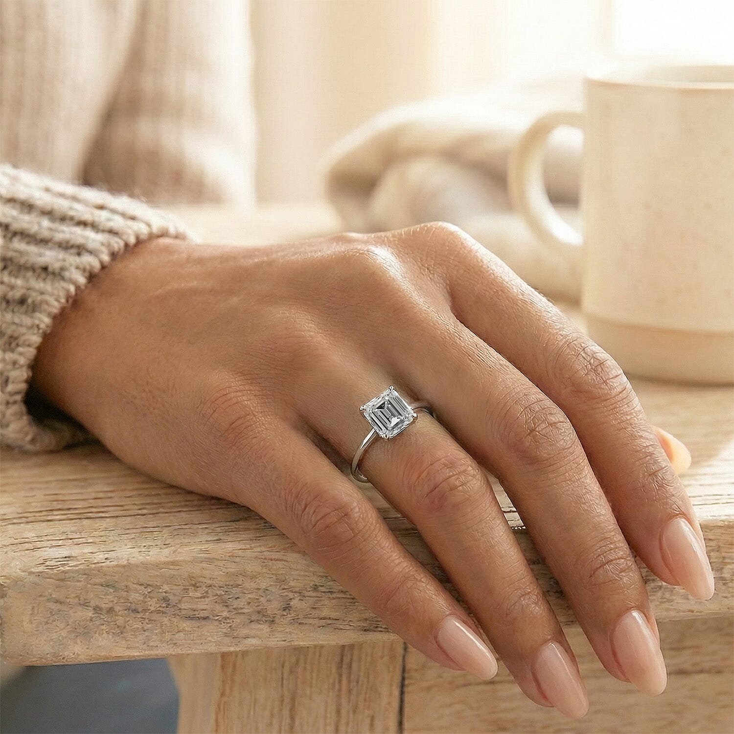 LUXURIANT 3 Ct. Lab Grown Diamond Asscher-Cut Solitaire Ring in 950 Platinum 8288030 5