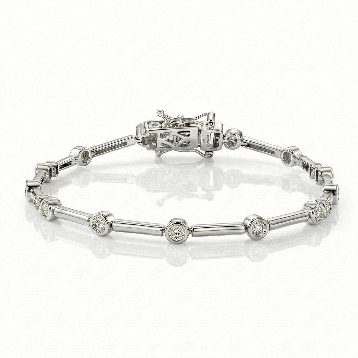 LUXURIANT 1 Ct. Lab Grown Diamond Station Bracelet (Size 7.5) in Rhodium Overlay Sterling Silver (SI/GH) 8289045 0