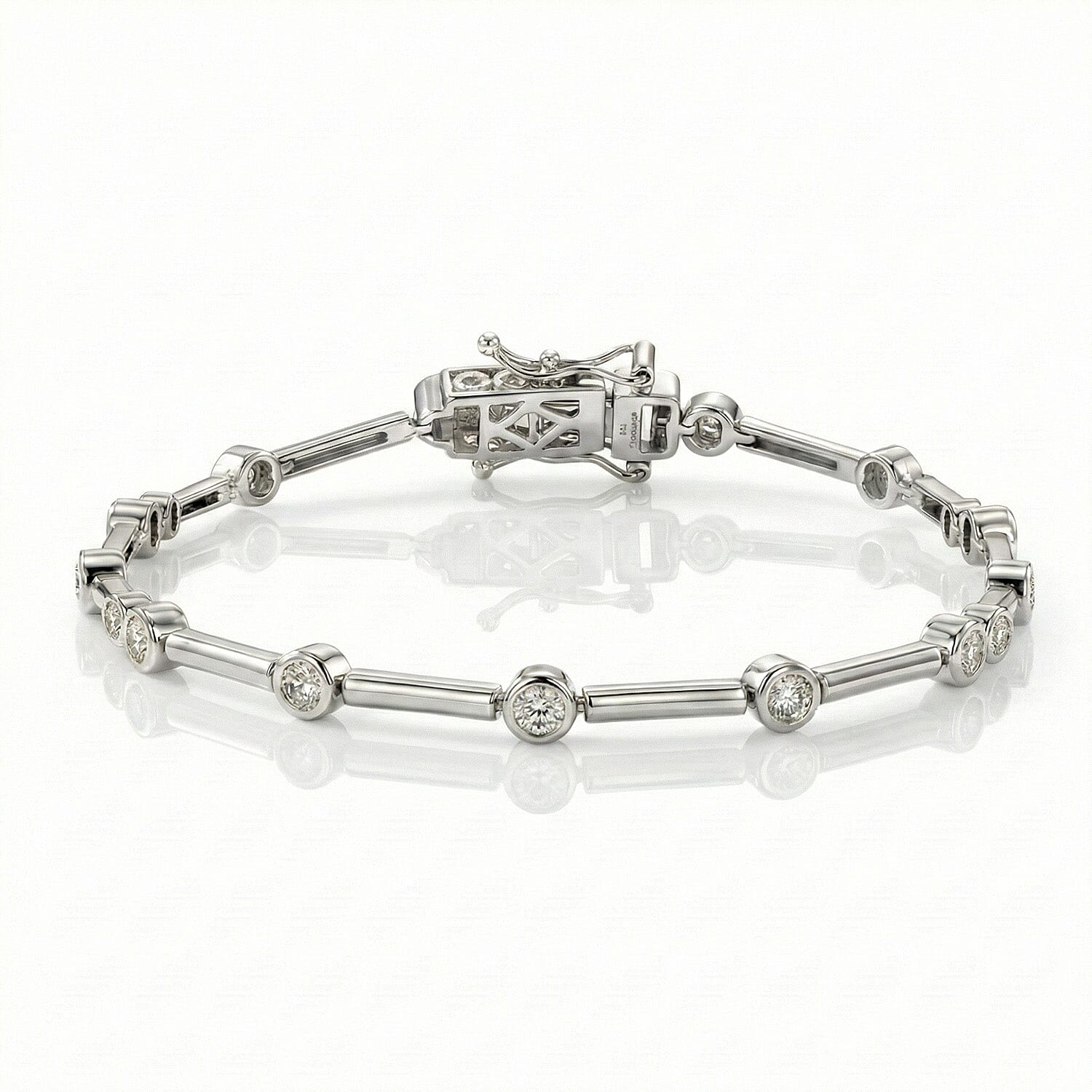 LUXURIANT 1 Ct. Lab Grown Diamond Station Bracelet (Size 7.5) in Rhodium Overlay Sterling Silver (SI/GH) 8289045 0
